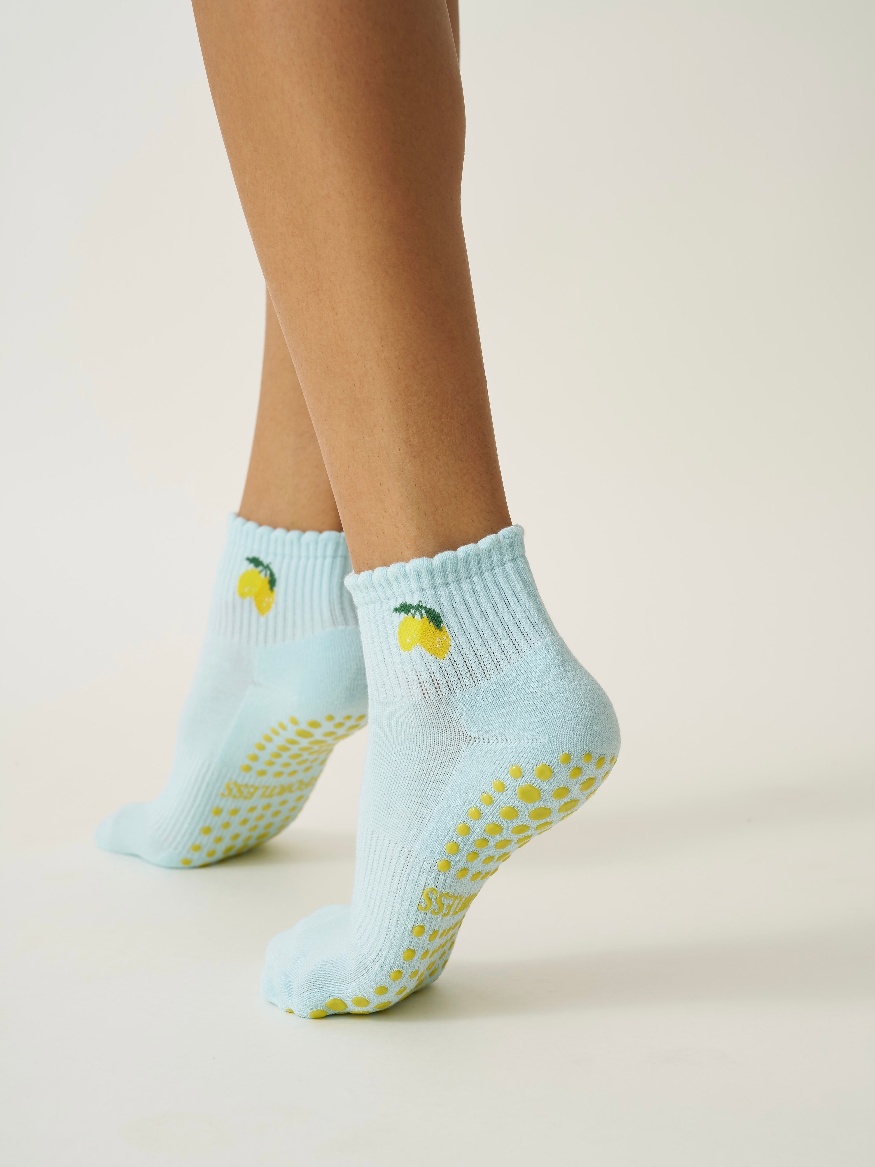 🍋 Cropped Crew Grip Sock - Lemon