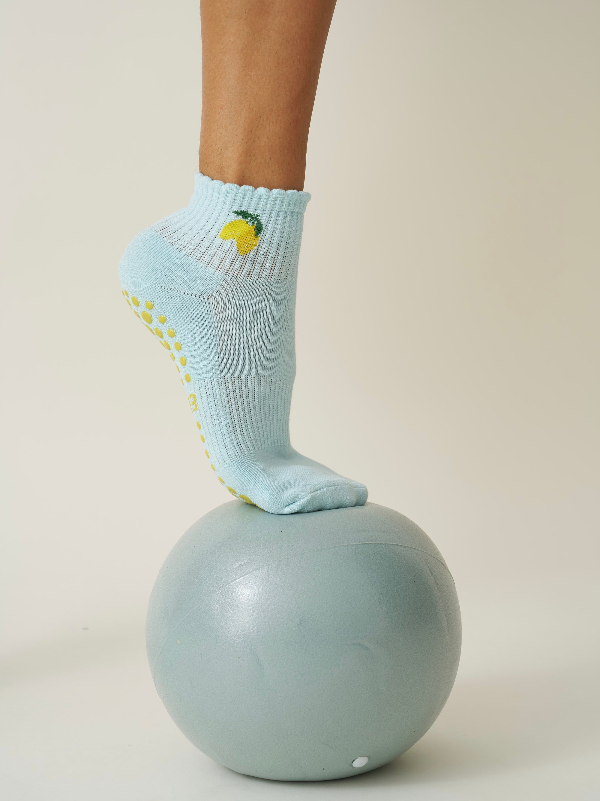 🍋 Cropped Crew Grip Sock - Lemon
