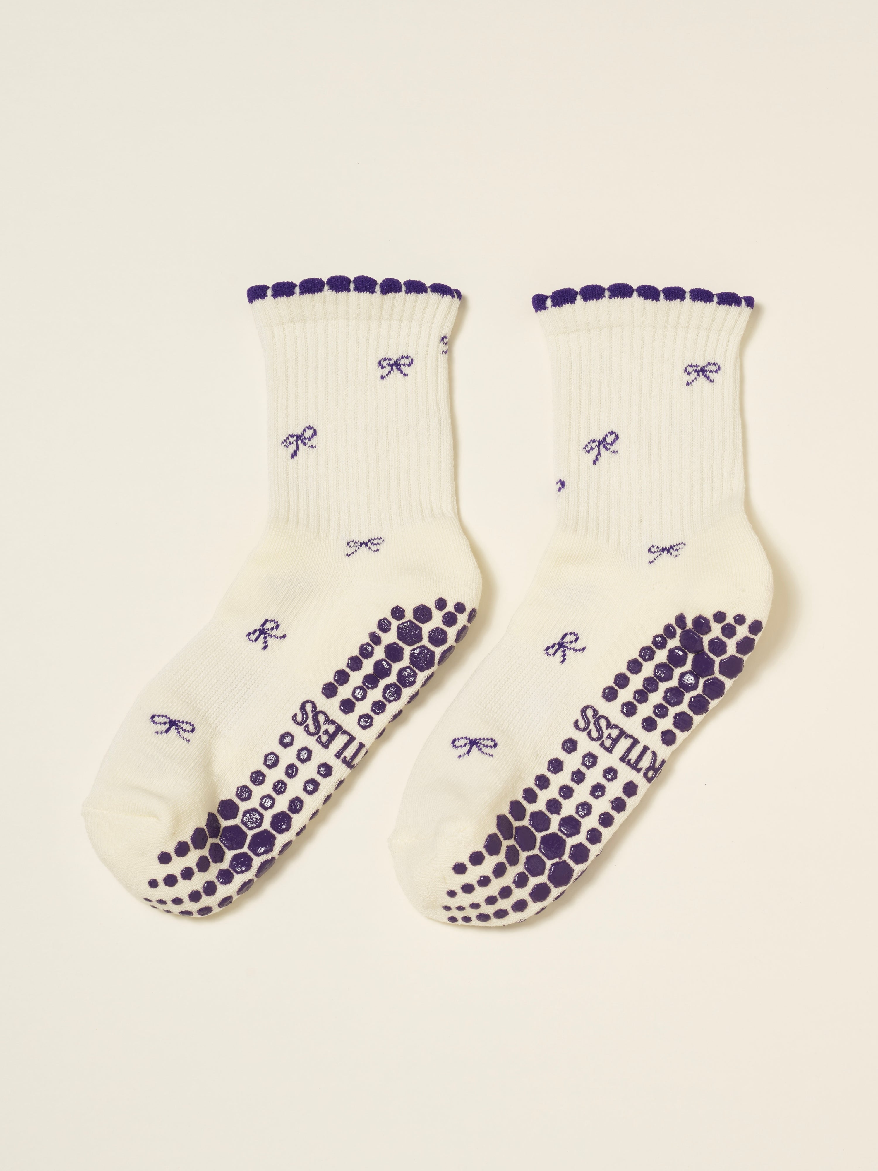 🎀 Mini Bow Petal Grip Sock [Indigo]