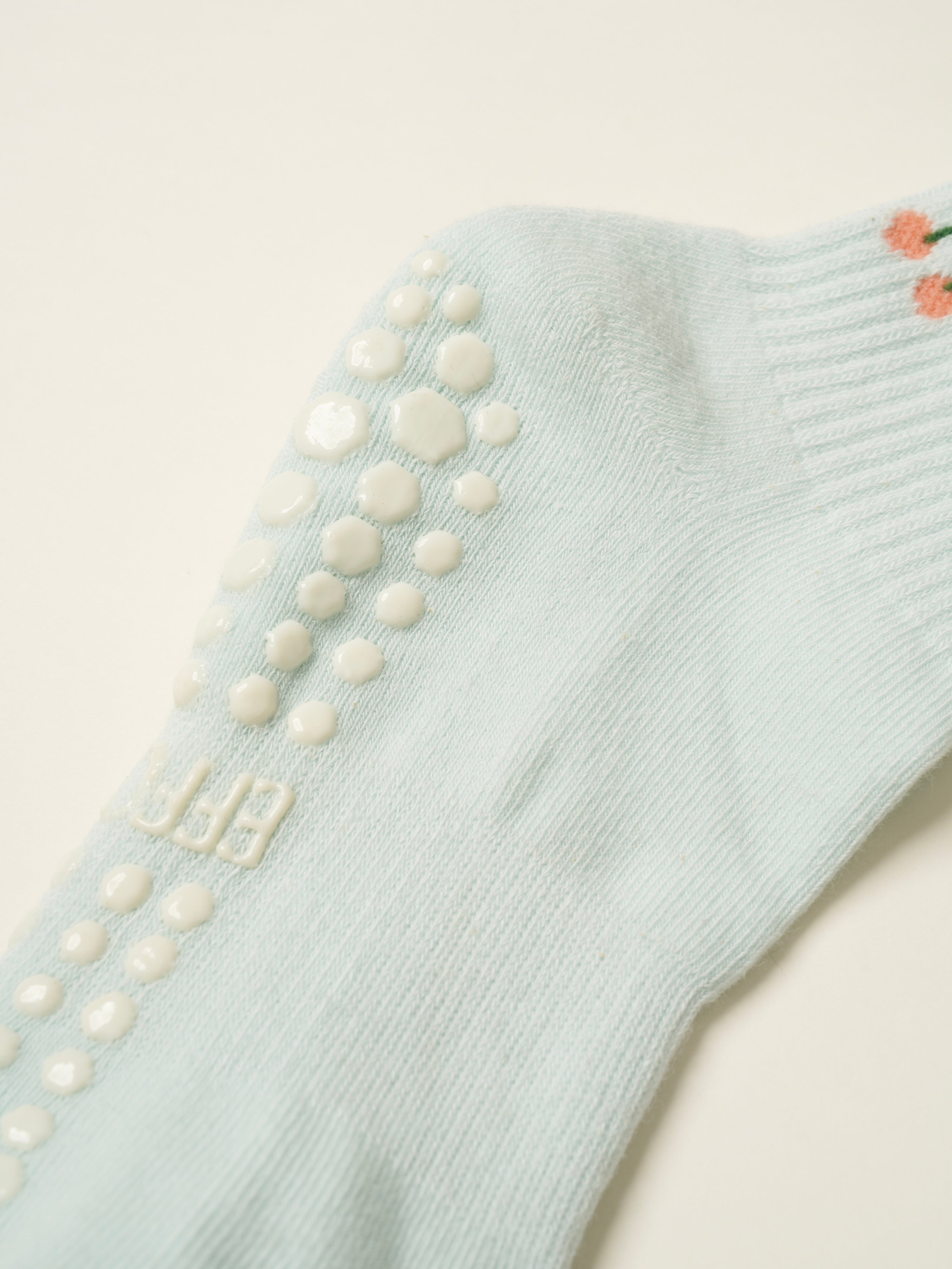 🍒 Cherry Ruffle Grip Sock [Baby Blue]
