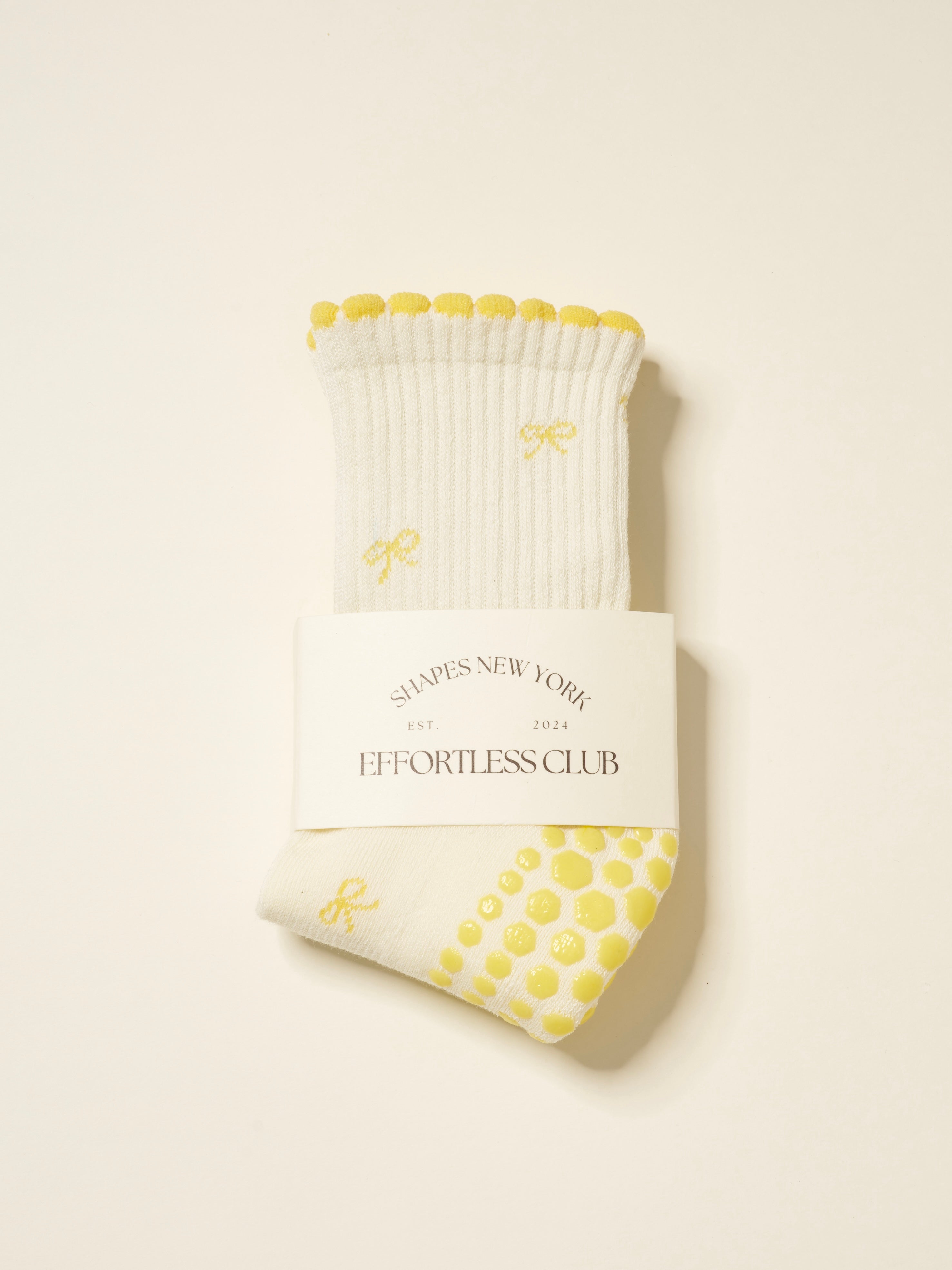 🎀 Mini Bow Petal Grip Sock [Butter]