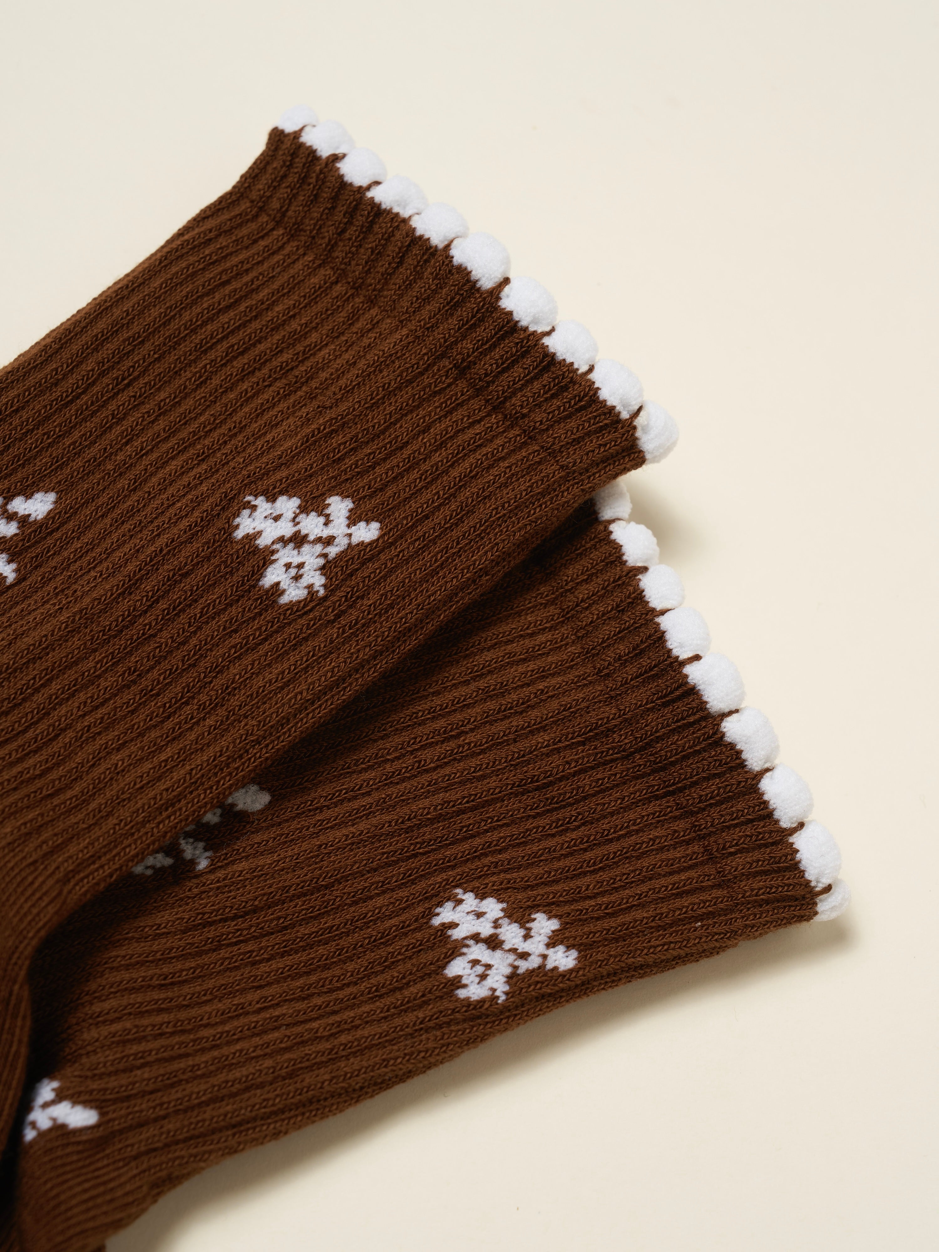 ❄️ Snowflake Petal Grip Sock [Chocolate]