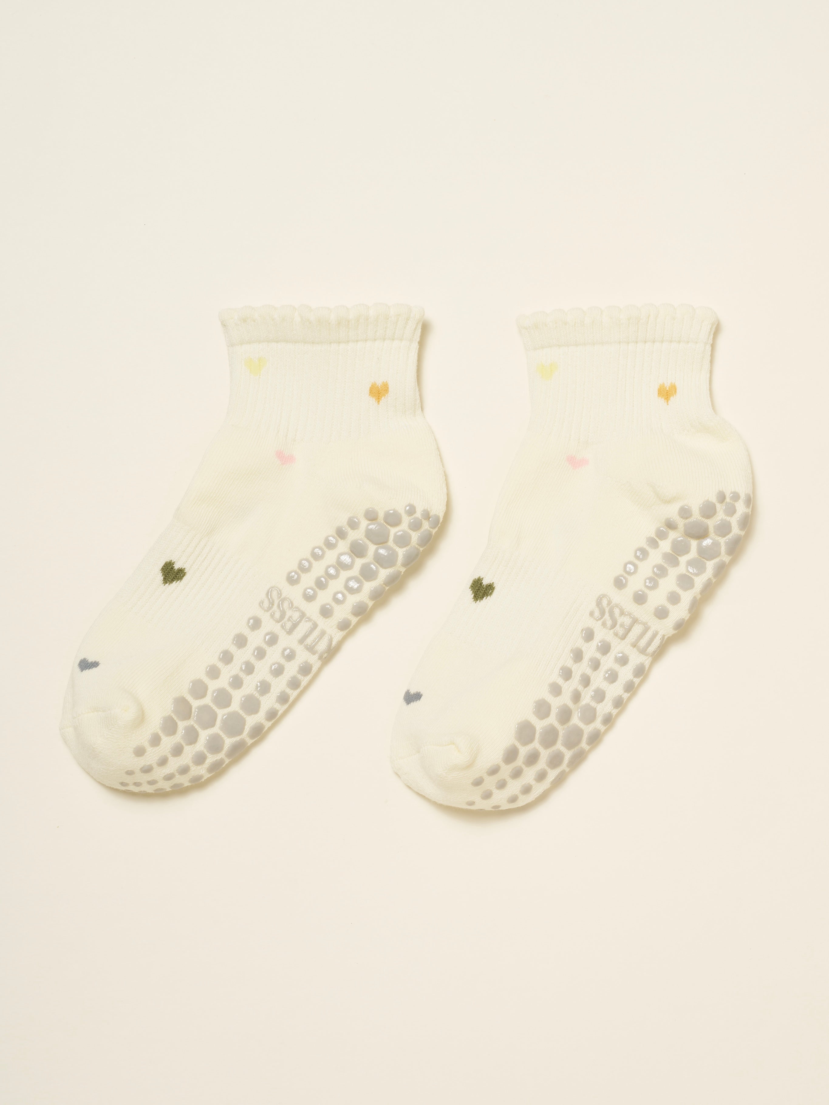 💕 Cropped Crew Grip Sock - Mini Heart