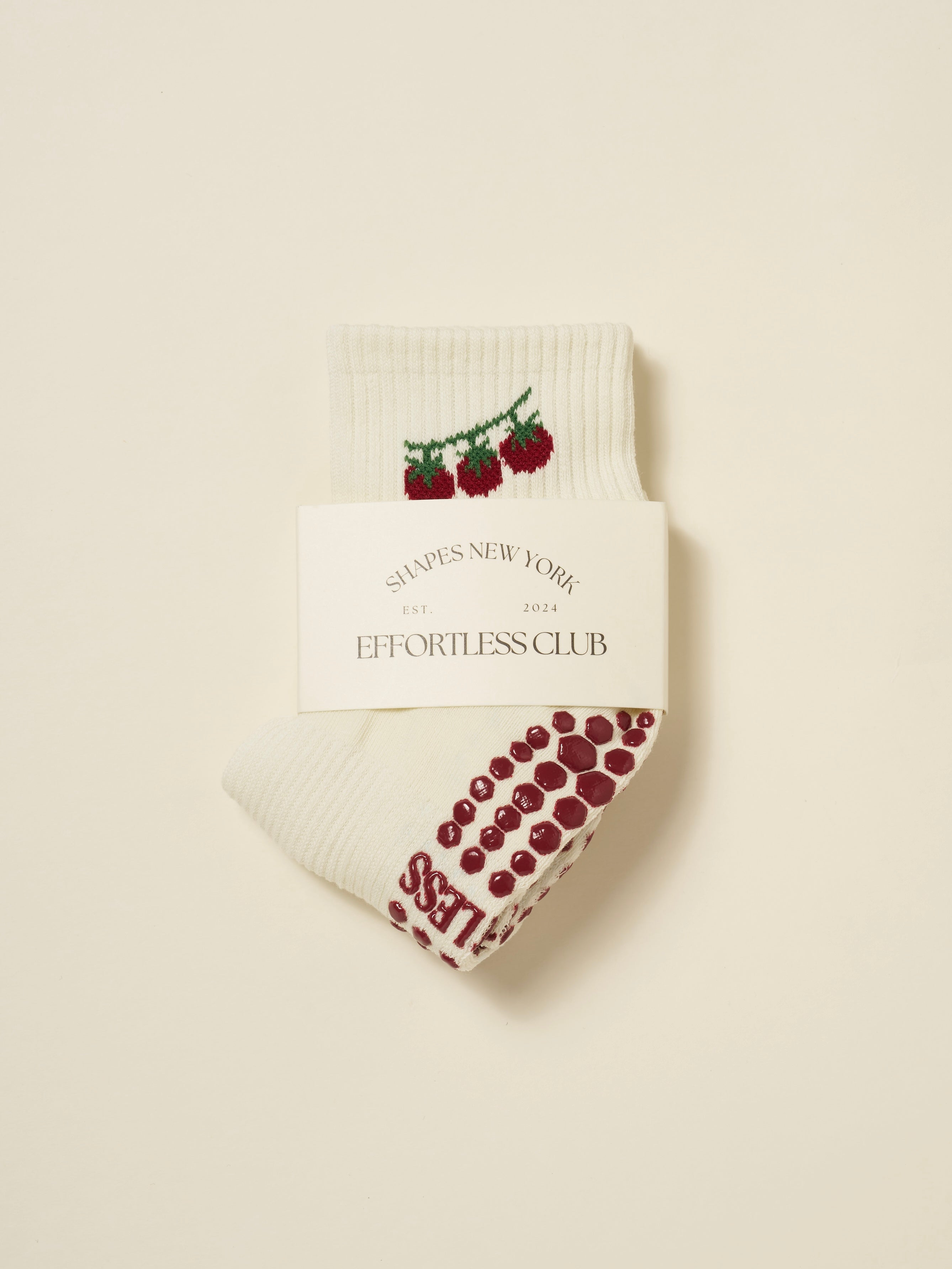 🍅 Cropped Crew Grip Sock - Tomato