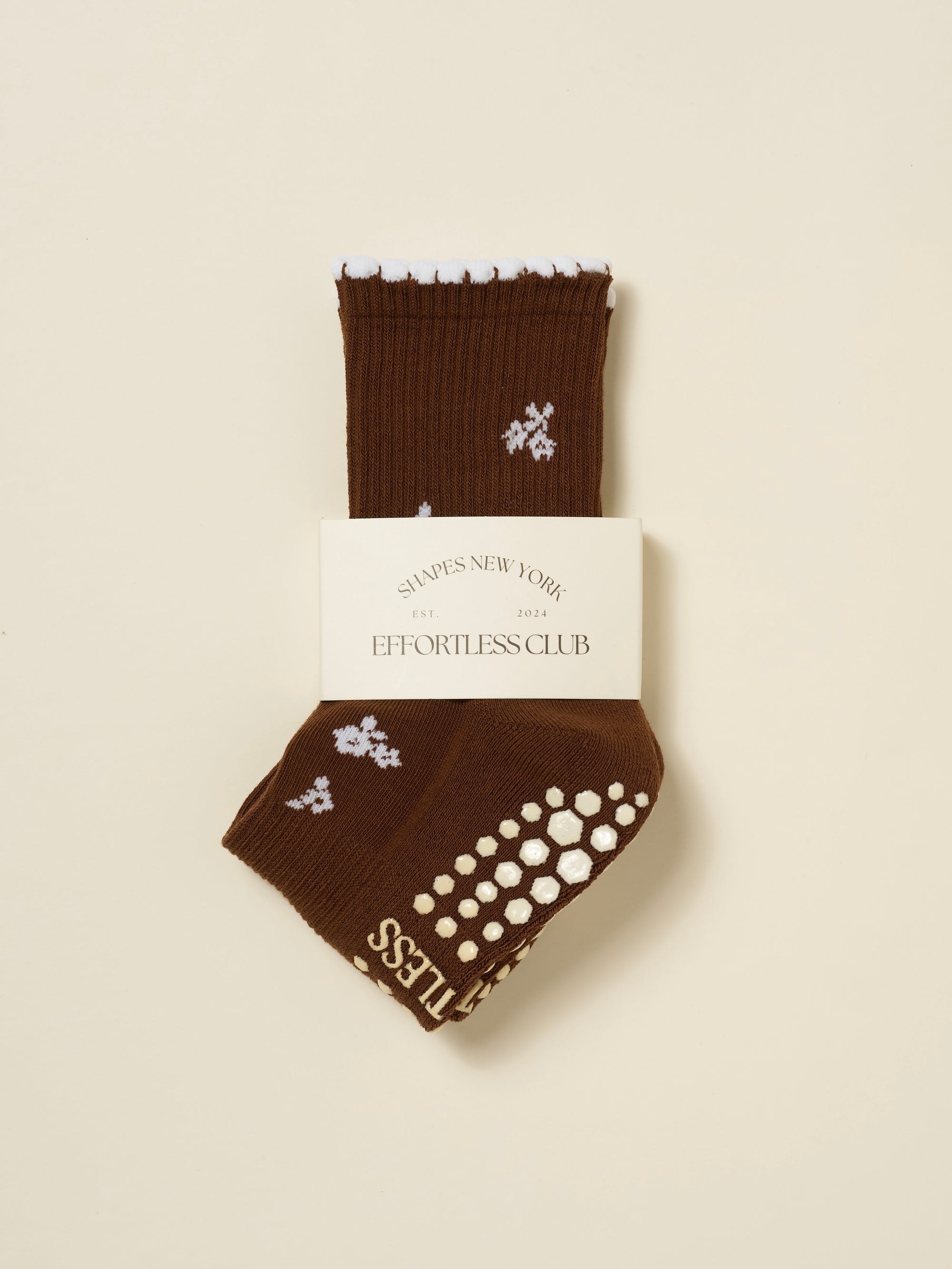 ❄️ Snowflake Petal Grip Sock [Chocolate]