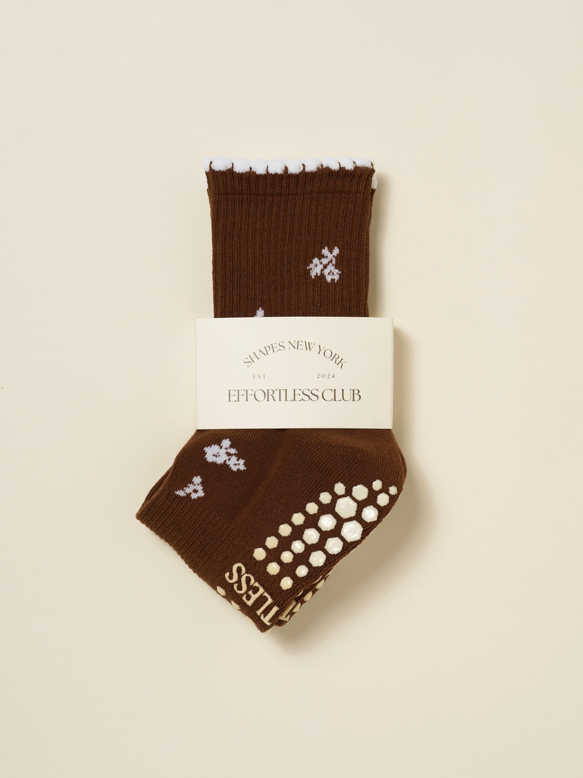 ❄️ Snowflake Petal Grip Sock [Chocolate]